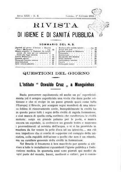 Rivista d'igiene e sanità pubblica con bollettino sanitario-amministrativo compilato sugli atti del Ministero dell'interno