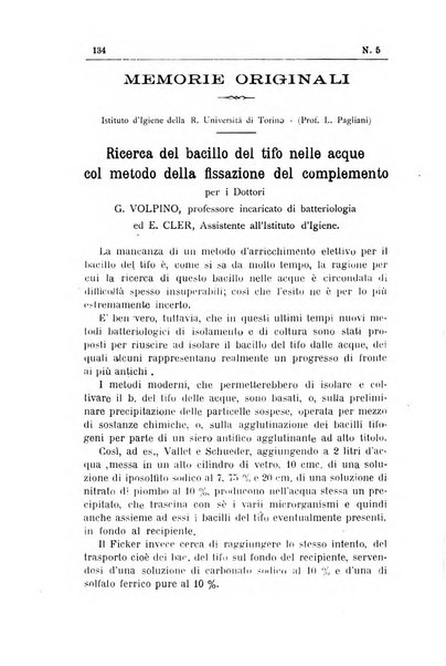 Rivista d'igiene e sanità pubblica con bollettino sanitario-amministrativo compilato sugli atti del Ministero dell'interno