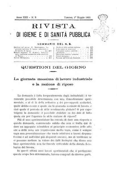 Rivista d'igiene e sanità pubblica con bollettino sanitario-amministrativo compilato sugli atti del Ministero dell'interno