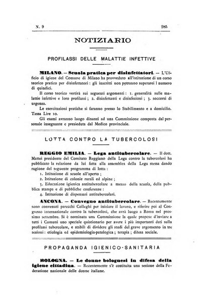 Rivista d'igiene e sanità pubblica con bollettino sanitario-amministrativo compilato sugli atti del Ministero dell'interno