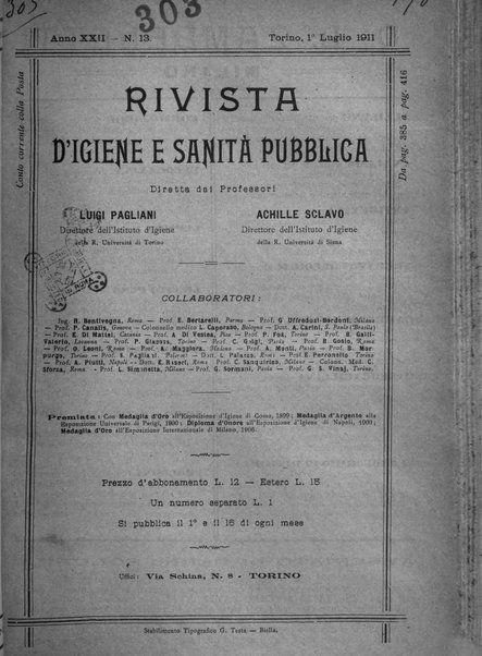 Rivista d'igiene e sanità pubblica con bollettino sanitario-amministrativo compilato sugli atti del Ministero dell'interno