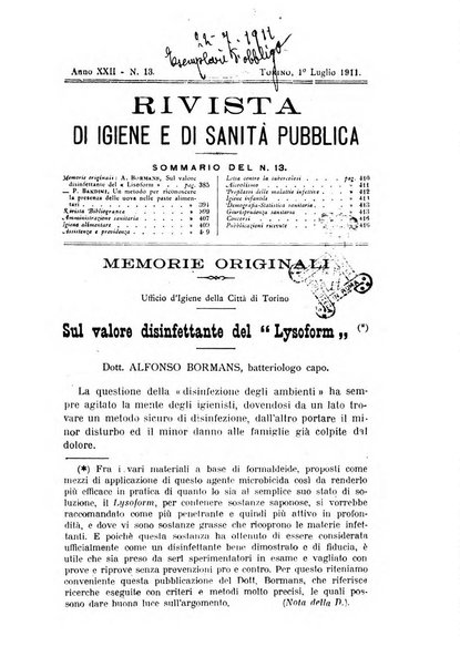 Rivista d'igiene e sanità pubblica con bollettino sanitario-amministrativo compilato sugli atti del Ministero dell'interno