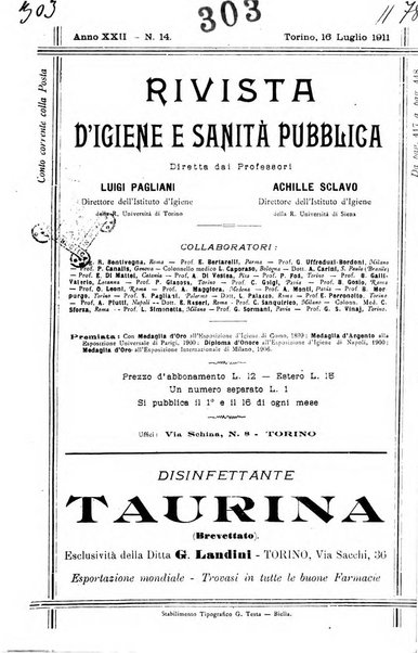 Rivista d'igiene e sanità pubblica con bollettino sanitario-amministrativo compilato sugli atti del Ministero dell'interno