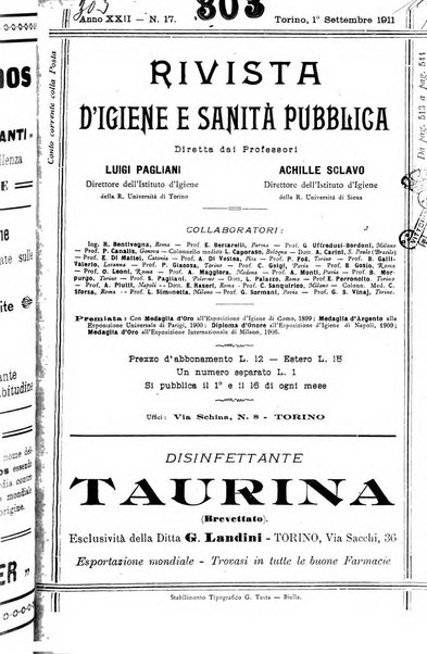 Rivista d'igiene e sanità pubblica con bollettino sanitario-amministrativo compilato sugli atti del Ministero dell'interno