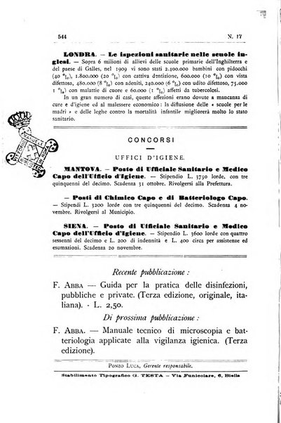 Rivista d'igiene e sanità pubblica con bollettino sanitario-amministrativo compilato sugli atti del Ministero dell'interno