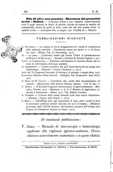 Rivista d'igiene e sanità pubblica con bollettino sanitario-amministrativo compilato sugli atti del Ministero dell'interno