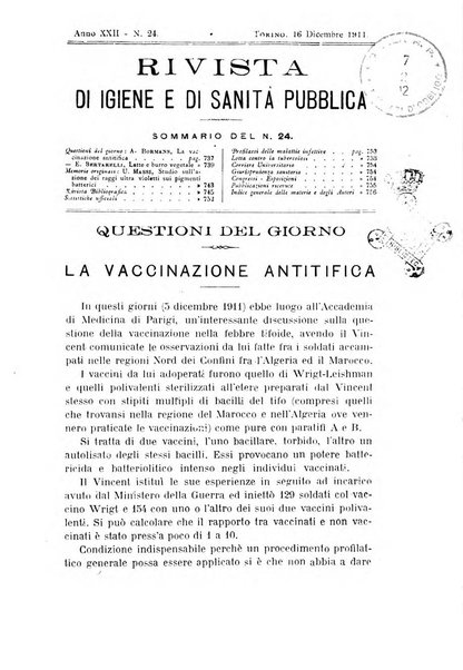 Rivista d'igiene e sanità pubblica con bollettino sanitario-amministrativo compilato sugli atti del Ministero dell'interno