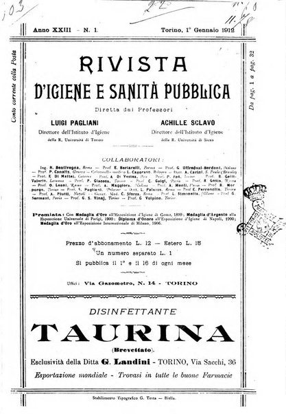 Rivista d'igiene e sanità pubblica con bollettino sanitario-amministrativo compilato sugli atti del Ministero dell'interno