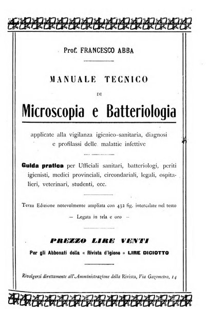 Rivista d'igiene e sanità pubblica con bollettino sanitario-amministrativo compilato sugli atti del Ministero dell'interno