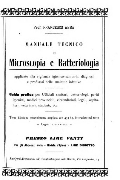 Rivista d'igiene e sanità pubblica con bollettino sanitario-amministrativo compilato sugli atti del Ministero dell'interno