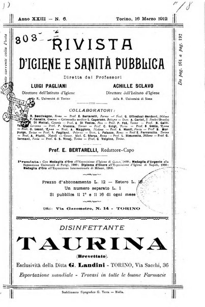 Rivista d'igiene e sanità pubblica con bollettino sanitario-amministrativo compilato sugli atti del Ministero dell'interno