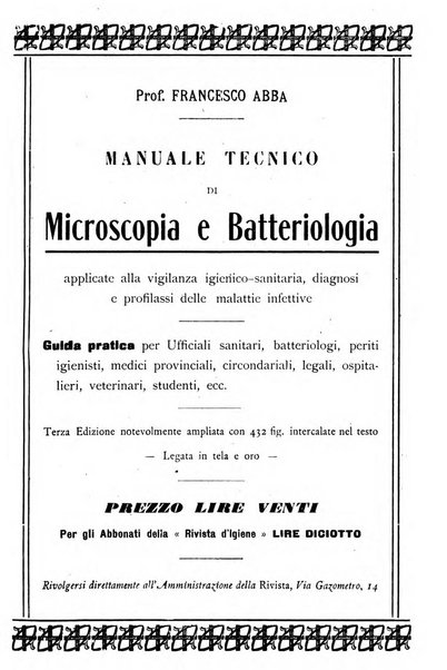 Rivista d'igiene e sanità pubblica con bollettino sanitario-amministrativo compilato sugli atti del Ministero dell'interno