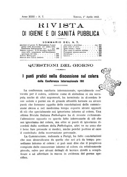 Rivista d'igiene e sanità pubblica con bollettino sanitario-amministrativo compilato sugli atti del Ministero dell'interno