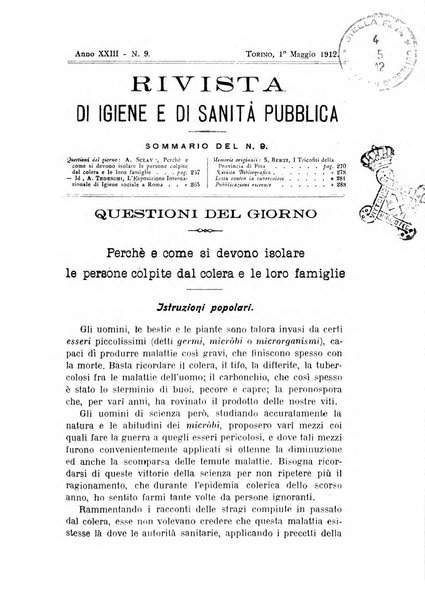 Rivista d'igiene e sanità pubblica con bollettino sanitario-amministrativo compilato sugli atti del Ministero dell'interno