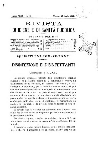 Rivista d'igiene e sanità pubblica con bollettino sanitario-amministrativo compilato sugli atti del Ministero dell'interno