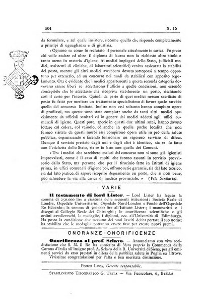 Rivista d'igiene e sanità pubblica con bollettino sanitario-amministrativo compilato sugli atti del Ministero dell'interno