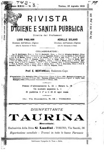 Rivista d'igiene e sanità pubblica con bollettino sanitario-amministrativo compilato sugli atti del Ministero dell'interno