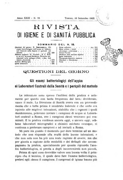 Rivista d'igiene e sanità pubblica con bollettino sanitario-amministrativo compilato sugli atti del Ministero dell'interno