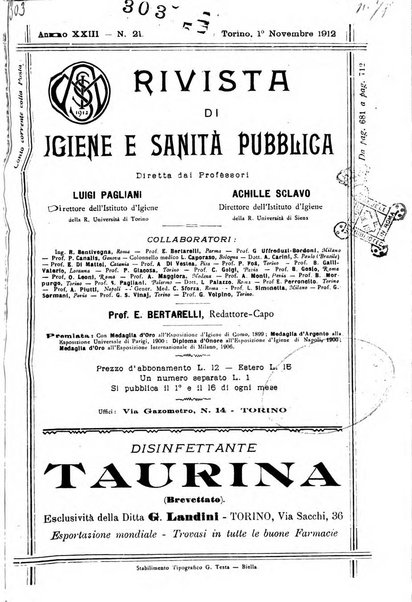 Rivista d'igiene e sanità pubblica con bollettino sanitario-amministrativo compilato sugli atti del Ministero dell'interno