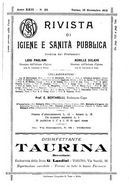 Rivista d'igiene e sanità pubblica con bollettino sanitario-amministrativo compilato sugli atti del Ministero dell'interno