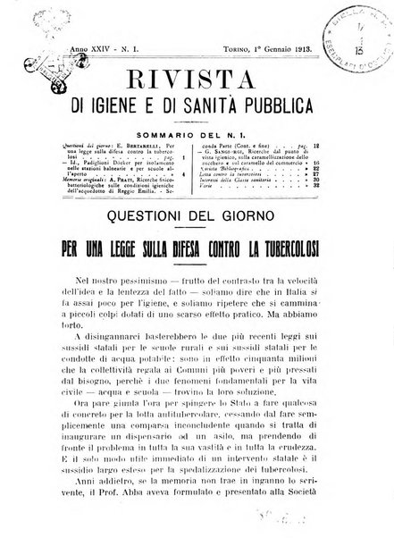 Rivista d'igiene e sanità pubblica con bollettino sanitario-amministrativo compilato sugli atti del Ministero dell'interno