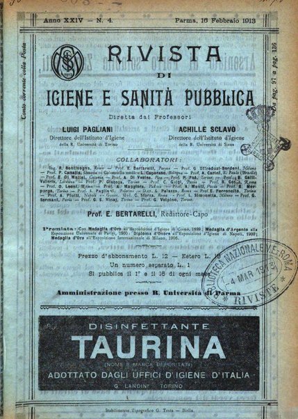 Rivista d'igiene e sanità pubblica con bollettino sanitario-amministrativo compilato sugli atti del Ministero dell'interno