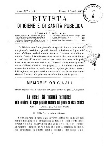 Rivista d'igiene e sanità pubblica con bollettino sanitario-amministrativo compilato sugli atti del Ministero dell'interno