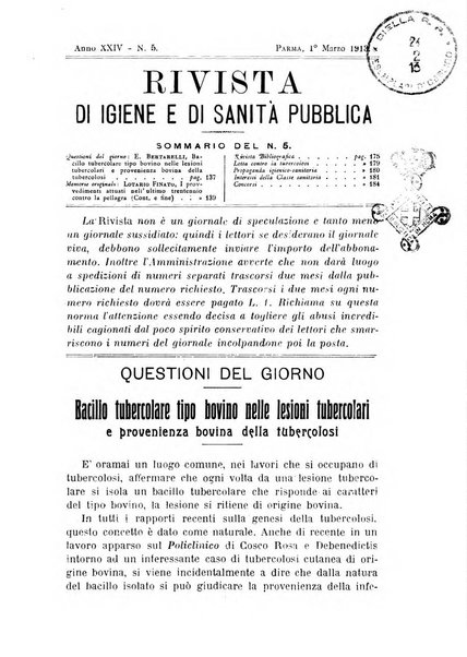 Rivista d'igiene e sanità pubblica con bollettino sanitario-amministrativo compilato sugli atti del Ministero dell'interno