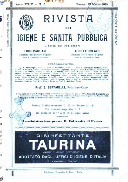 Rivista d'igiene e sanità pubblica con bollettino sanitario-amministrativo compilato sugli atti del Ministero dell'interno