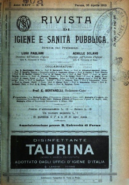 Rivista d'igiene e sanità pubblica con bollettino sanitario-amministrativo compilato sugli atti del Ministero dell'interno