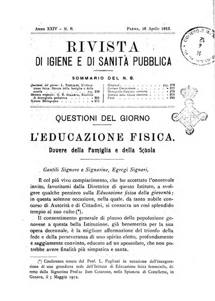 Rivista d'igiene e sanità pubblica con bollettino sanitario-amministrativo compilato sugli atti del Ministero dell'interno