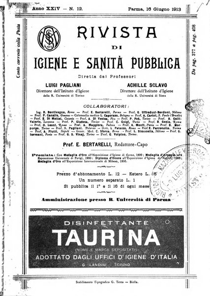 Rivista d'igiene e sanità pubblica con bollettino sanitario-amministrativo compilato sugli atti del Ministero dell'interno