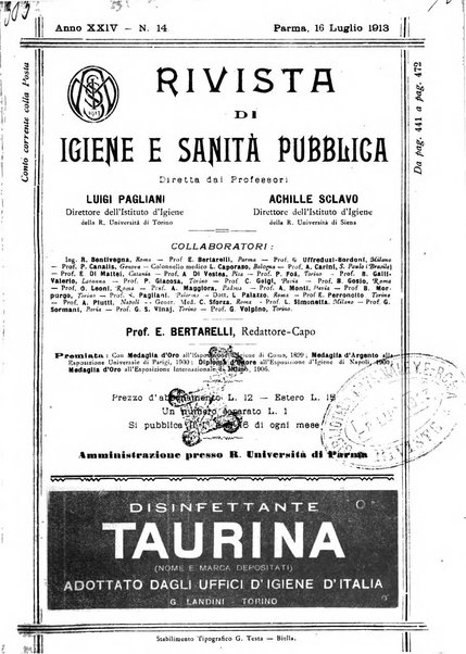 Rivista d'igiene e sanità pubblica con bollettino sanitario-amministrativo compilato sugli atti del Ministero dell'interno