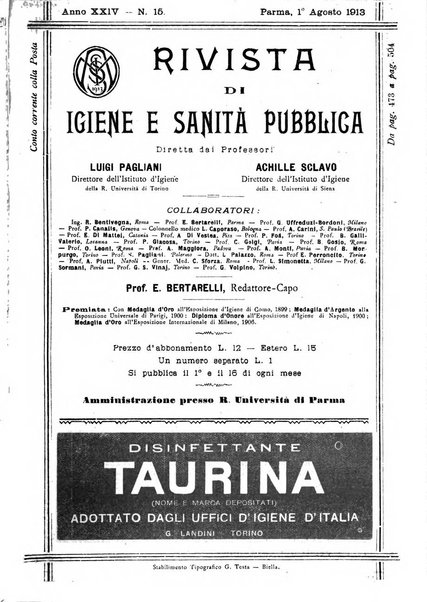 Rivista d'igiene e sanità pubblica con bollettino sanitario-amministrativo compilato sugli atti del Ministero dell'interno