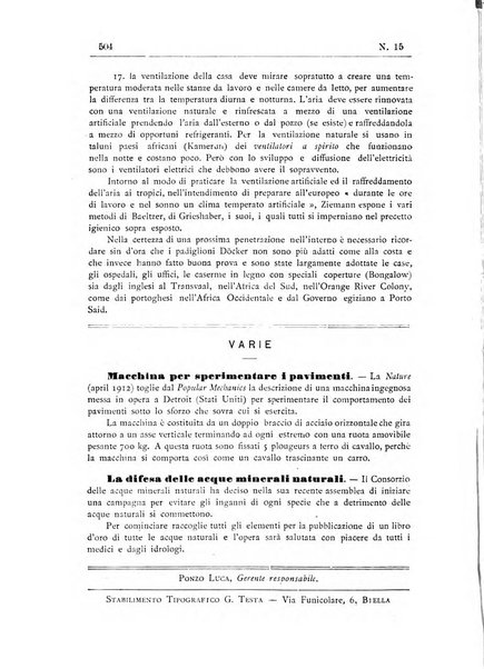 Rivista d'igiene e sanità pubblica con bollettino sanitario-amministrativo compilato sugli atti del Ministero dell'interno