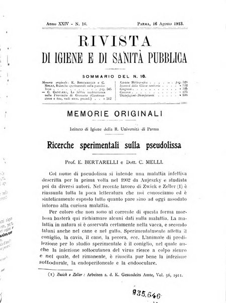 Rivista d'igiene e sanità pubblica con bollettino sanitario-amministrativo compilato sugli atti del Ministero dell'interno