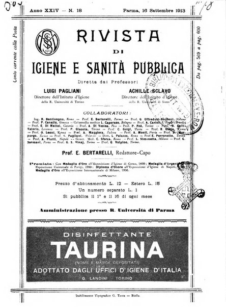 Rivista d'igiene e sanità pubblica con bollettino sanitario-amministrativo compilato sugli atti del Ministero dell'interno