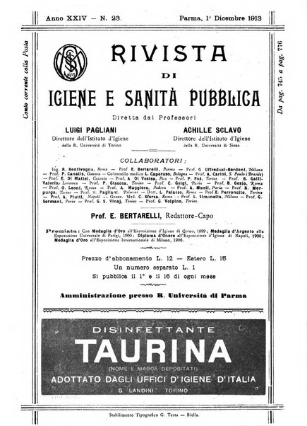 Rivista d'igiene e sanità pubblica con bollettino sanitario-amministrativo compilato sugli atti del Ministero dell'interno