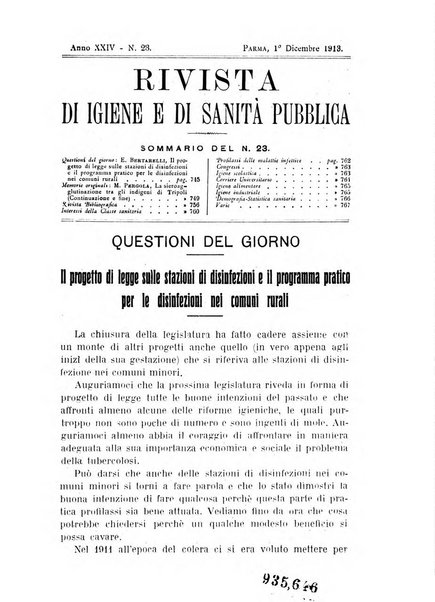 Rivista d'igiene e sanità pubblica con bollettino sanitario-amministrativo compilato sugli atti del Ministero dell'interno