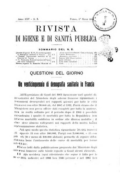 Rivista d'igiene e sanità pubblica con bollettino sanitario-amministrativo compilato sugli atti del Ministero dell'interno