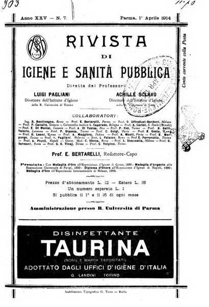 Rivista d'igiene e sanità pubblica con bollettino sanitario-amministrativo compilato sugli atti del Ministero dell'interno