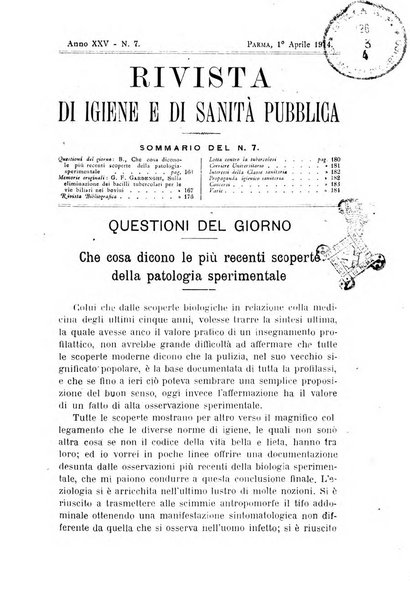 Rivista d'igiene e sanità pubblica con bollettino sanitario-amministrativo compilato sugli atti del Ministero dell'interno