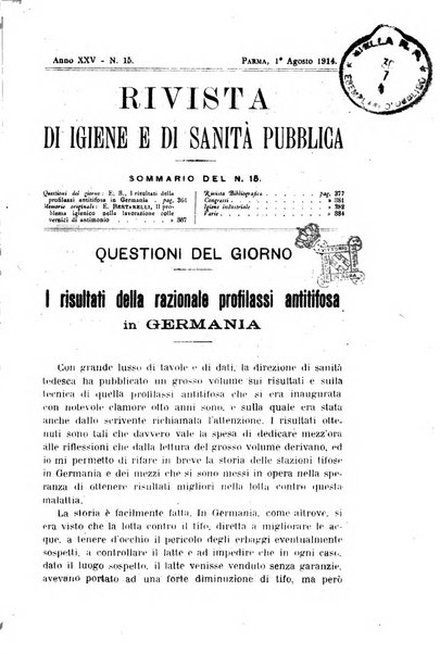 Rivista d'igiene e sanità pubblica con bollettino sanitario-amministrativo compilato sugli atti del Ministero dell'interno