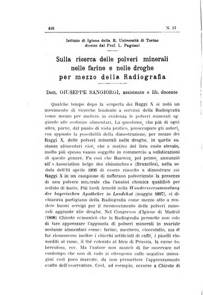 Rivista d'igiene e sanità pubblica con bollettino sanitario-amministrativo compilato sugli atti del Ministero dell'interno