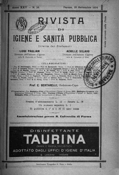 Rivista d'igiene e sanità pubblica con bollettino sanitario-amministrativo compilato sugli atti del Ministero dell'interno