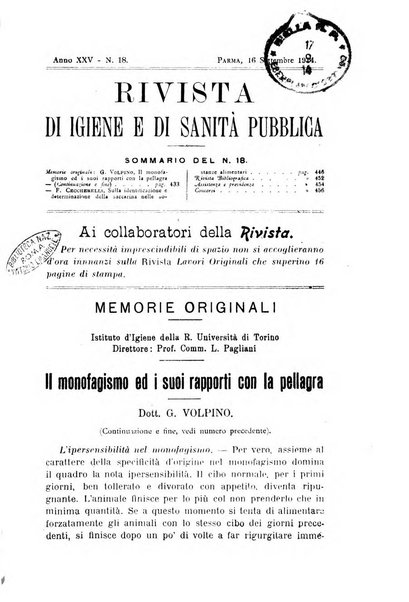 Rivista d'igiene e sanità pubblica con bollettino sanitario-amministrativo compilato sugli atti del Ministero dell'interno