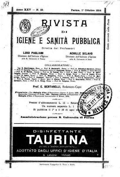 Rivista d'igiene e sanità pubblica con bollettino sanitario-amministrativo compilato sugli atti del Ministero dell'interno