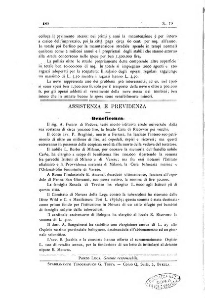 Rivista d'igiene e sanità pubblica con bollettino sanitario-amministrativo compilato sugli atti del Ministero dell'interno