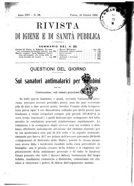 Rivista d'igiene e sanità pubblica con bollettino sanitario-amministrativo compilato sugli atti del Ministero dell'interno