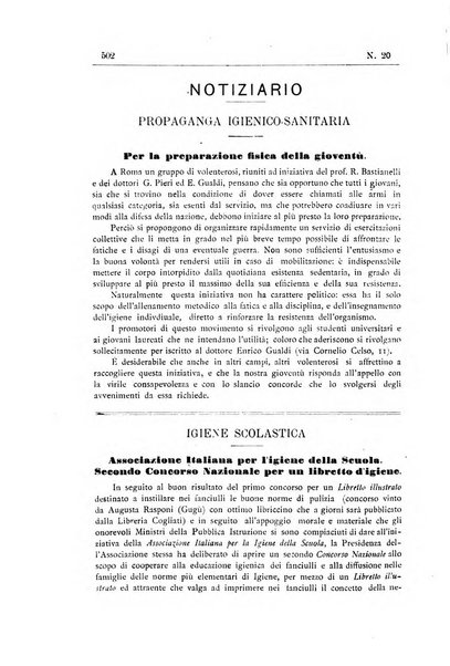 Rivista d'igiene e sanità pubblica con bollettino sanitario-amministrativo compilato sugli atti del Ministero dell'interno